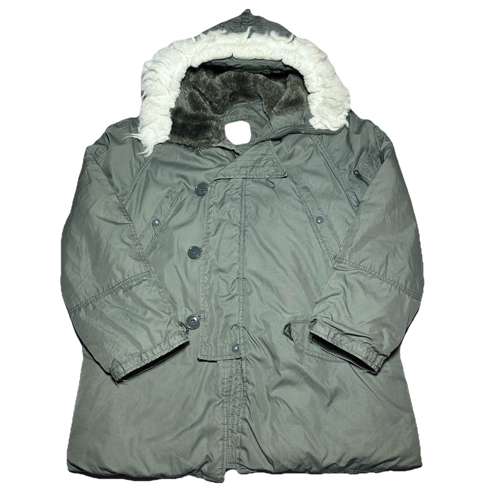 Vintage US‎ Military Parka Type N-3B Size Medium Extreme Cold Weather USAF Olive